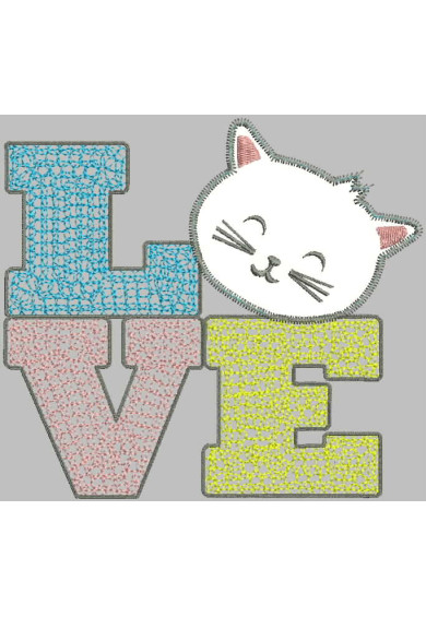 Apl021 - Applique Cat love